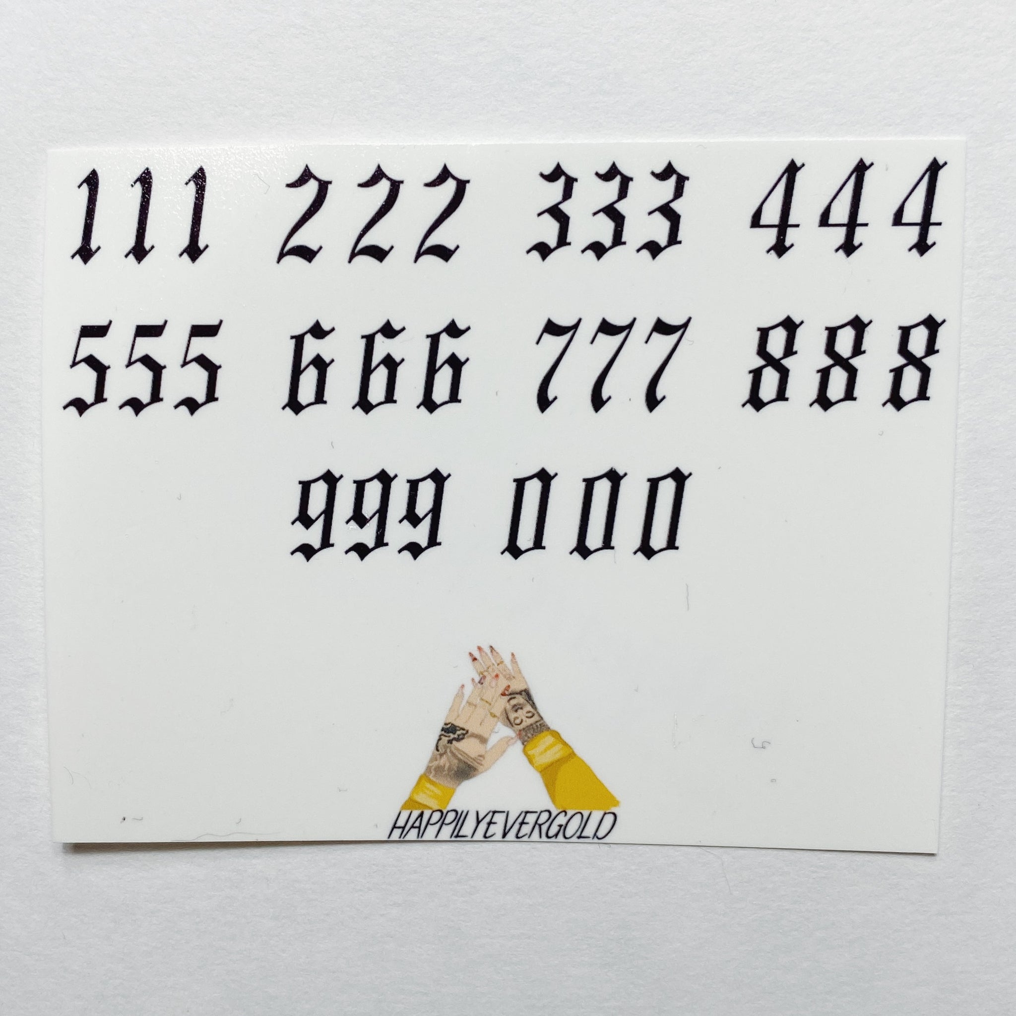 Old English Numbers Classic Black
