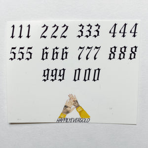 Old English Numbers Classic Black